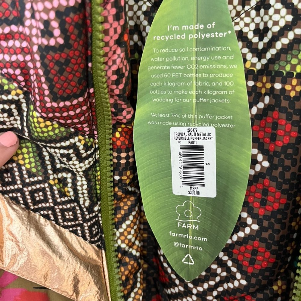 FARM Rio Tropical Rauti Metallic Revers Puffer Jacket - Picture 4 of 4